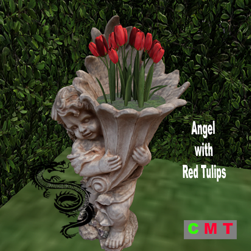 Angel with Red Tulips