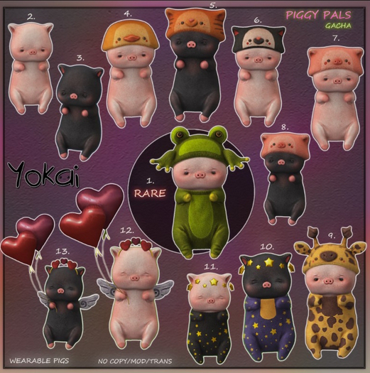 1.YOKAI - Piggy Pals - Piggy Frog RARE