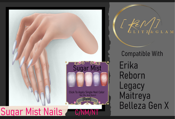 [ReM]  Sugar Mist Nails W/Hud