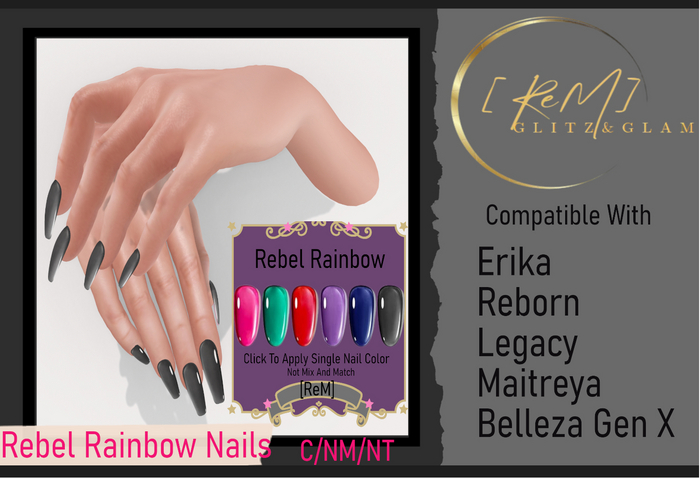 [ReM]  Rebel Rainbow Nails