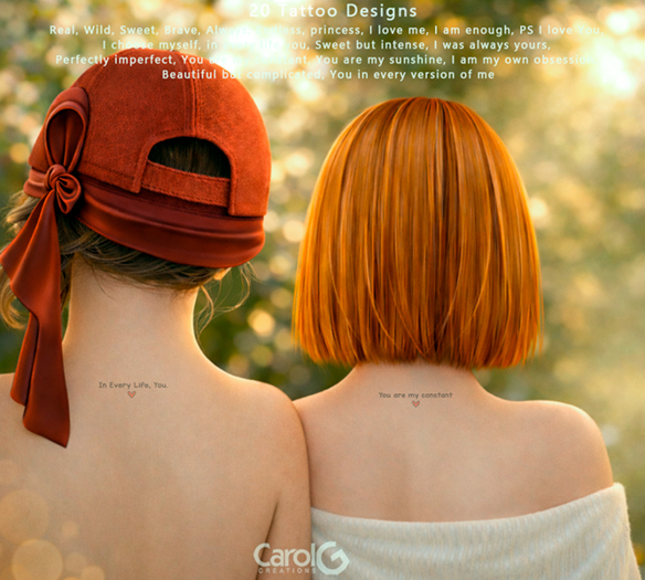 CarolG. -  Minimal Nape Script Tattoo Set - 20 Tattoos