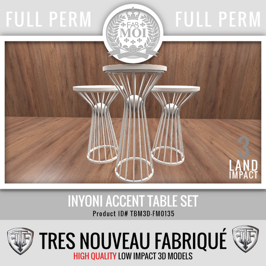 Inyoni Accent Table Set * Full Perm FM0135