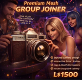  Premium Mesh Group Joiner System for Second Life – Stylized Camera Design | Copy/Mod | Smart Dialog Invite