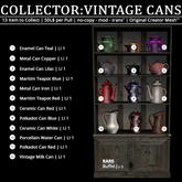 22769 - COLLECTOR: VINTAGE CANS Full Set inc RARE
