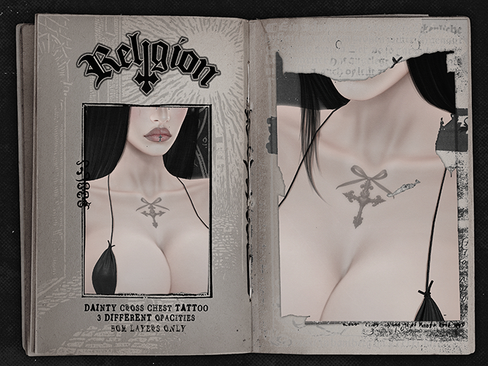RELIGION - DAINTY CROSS CHEST TATTOO