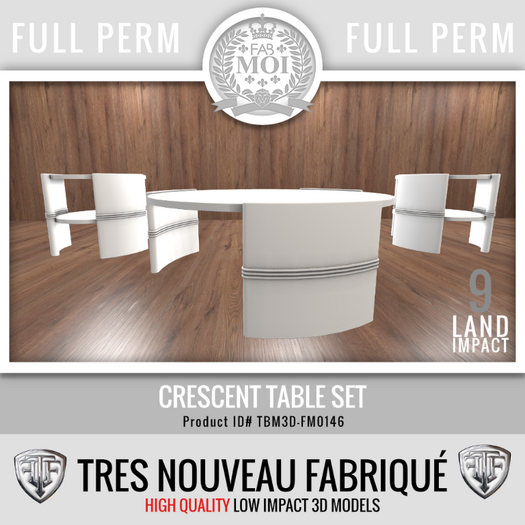 Crescent Table Set * Full Perm FM0146