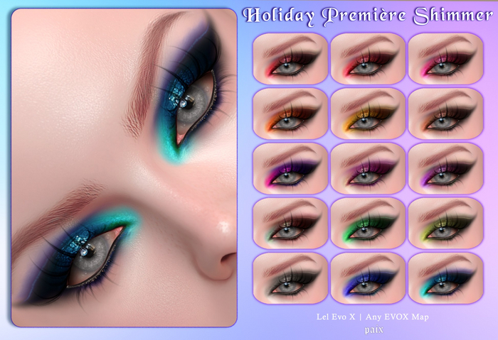PX. Holiday Premiere Shimmer Eyeshadows. Evo X. demo