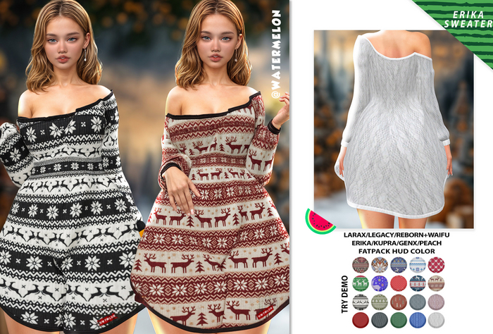 :::FATPACK:::@WATERMELON:::ERIKA_SWEATER
