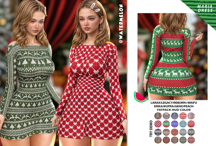 :::FATPACK:::@WATERMELON:::MARIA_DRESS