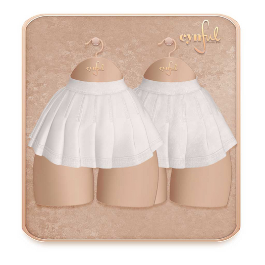 Cynful Show Off - Pleated Denim Mini Skirt - White