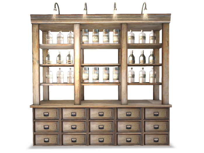 3 ionic : Apothecary shelf