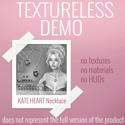 TEXTURELESS DEMO *AvaWay* KATE HEART Necklace