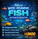 Natural Wide-Roaming Fish LSL Script for Second Life – Realistic Aquarium & Pond Motion