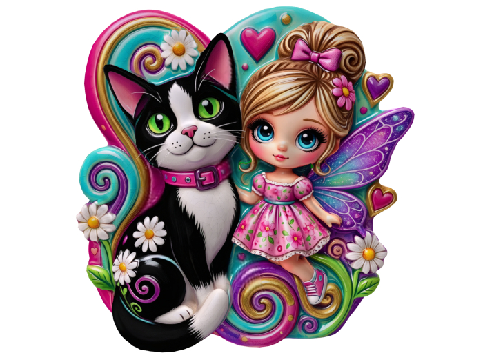 HB: Pixie Fairy with Cat flat back FuLL PERM