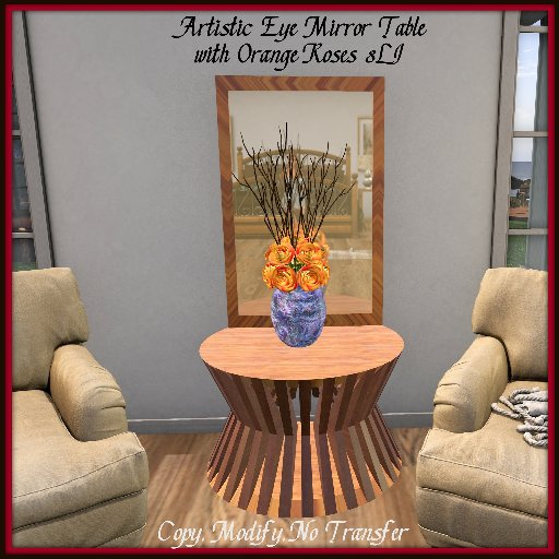 Artistic Eye Mirror Table with Orange Roses 8LI LCAE (Add)