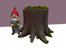 gnome at tree stump planter