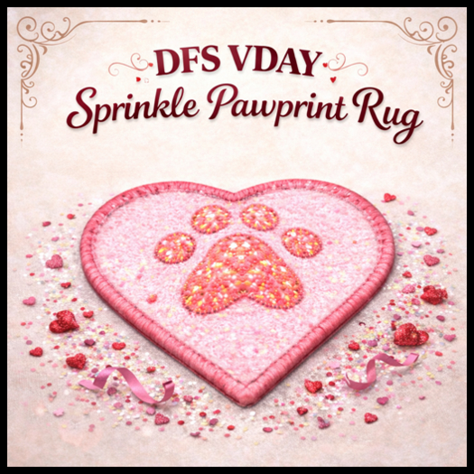 DFS VDAY Sprinkle Pawprint Rug - ACTUAL ITEM