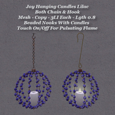 Joy Hanging Candles Lilac