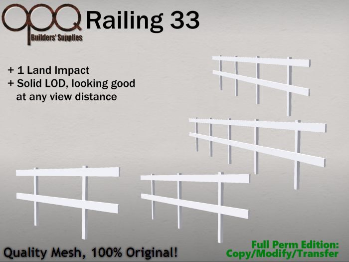 1 LI Full Perm Plank Fence or Railing - OPQ Railing 33