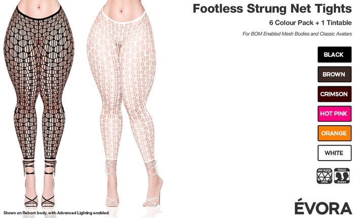 EVORA - Footless Strung Net Tights