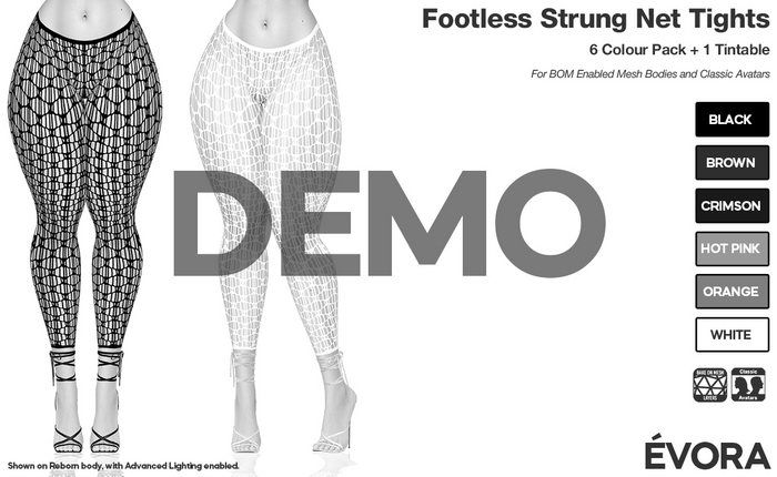 EVORA - Footless Strung Net Tights - Demo
