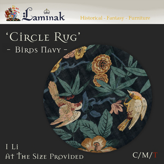 Laminak - Circle Rug - Birds Navy