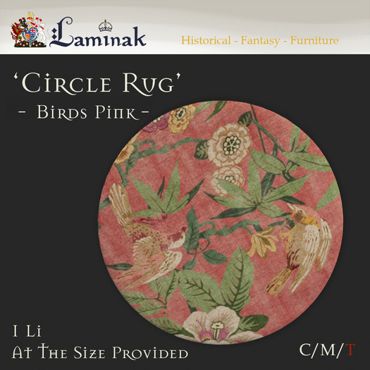 Laminak - Circle Rug - Birds Pink