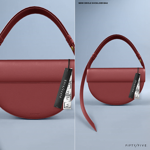 FIFTY/FIVE. "Ripe" SemiCircle Shoulder Bag - Wine