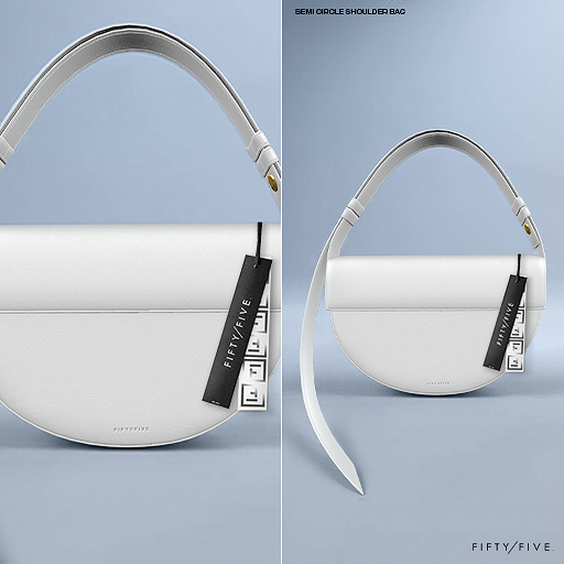 FIFTY/FIVE. "Ripe" SemiCircle Shoulder Bag - White