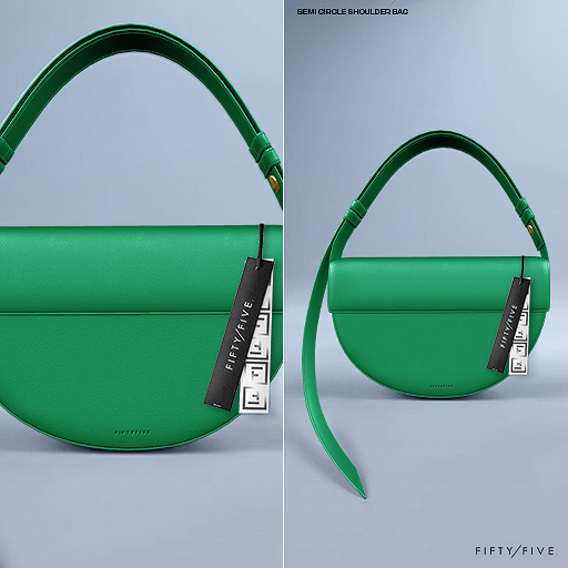 FIFTY/FIVE. "Ripe" SemiCircle Shoulder Bag - Teal