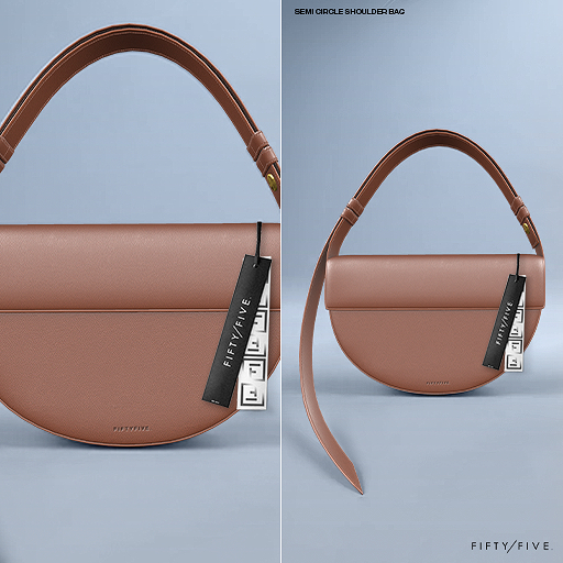FIFTY/FIVE. "Ripe" SemiCircle Shoulder Bag - Mocha