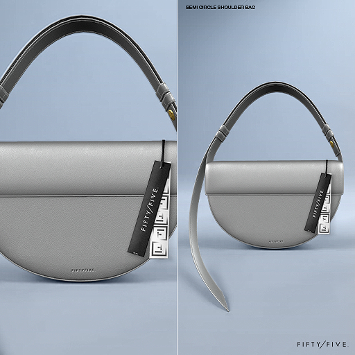FIFTY/FIVE. "Ripe" SemiCircle Shoulder Bag - Grey