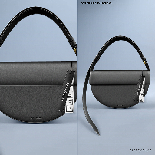 FIFTY/FIVE. "Ripe" SemiCircle Shoulder Bag - Black