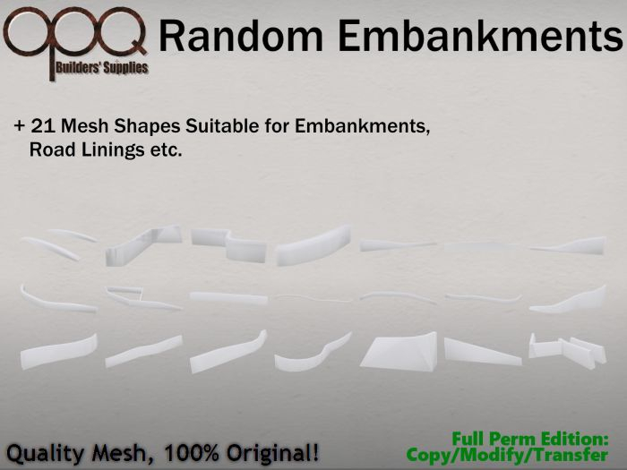 Full Perm Embankment or Stone Wall Meshes - OPQ Random Embankment Collection