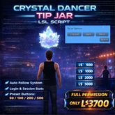 Second Life Advanced Dancer Tip Jar LSL Script – Auto Follow, Login System, Session Stats, Smart Payments, Full Permissi