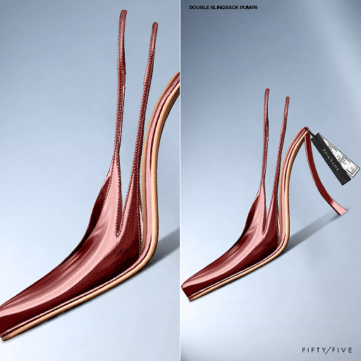 FIFTY/FIVE. "Ripe" Double Slingback Pumps - Wine