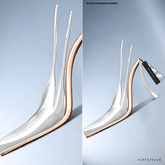 FIFTY/FIVE. "Ripe" Double Slingback Pumps - White