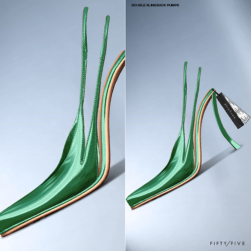 FIFTY/FIVE. "Ripe" Double Slingback Pumps - Teal