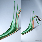 FIFTY/FIVE. "Ripe" Double Slingback Pumps - Teal