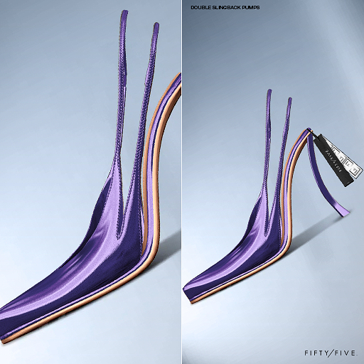 FIFTY/FIVE. "Ripe" Double Slingback Pumps - Plum