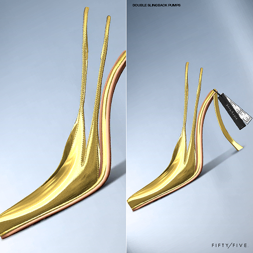 FIFTY/FIVE. "Ripe" Double Slingback Pumps - Mustard