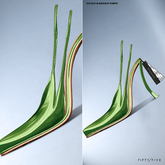 FIFTY/FIVE. "Ripe" Double Slingback Pumps - Hunter Green