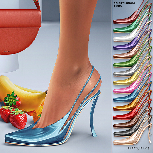 FIFTY/FIVE. "Ripe" Double Slingback Pumps - Fatpack