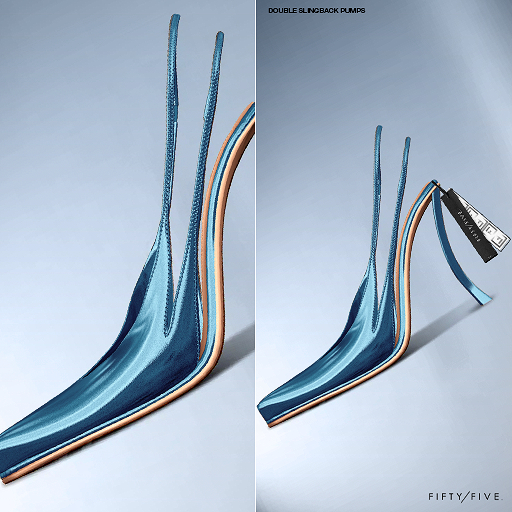 FIFTY/FIVE. "Ripe" Double Slingback Pumps - Deep Blue
