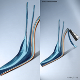 FIFTY/FIVE. "Ripe" Double Slingback Pumps - Deep Blue