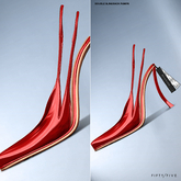 FIFTY/FIVE. "Ripe" Double Slingback Pumps - Cherry