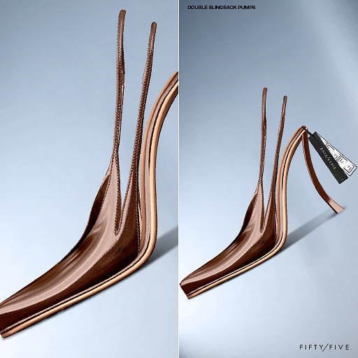 FIFTY/FIVE. "Ripe" Double Slingback Pumps - Brown