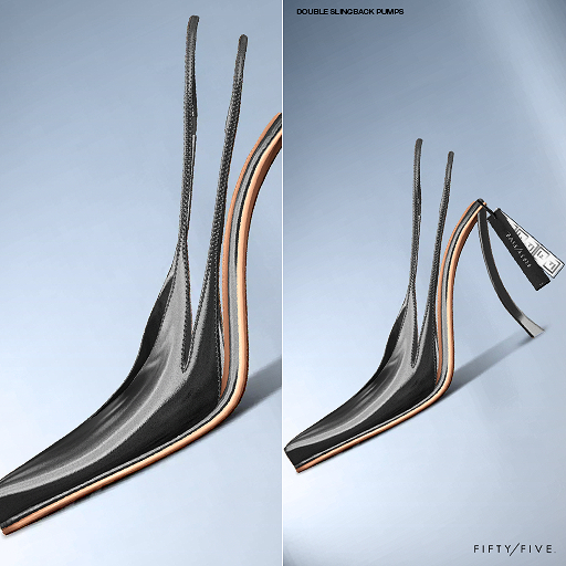 FIFTY/FIVE. "Ripe" Double Slingback Pumps - Black