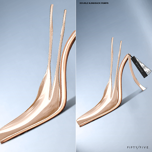 FIFTY/FIVE. "Ripe" Double Slingback Pumps - Beige