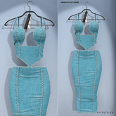FIFTY/FIVE. "Ripe" Denim Cut Out Dress - Dark Vintage Blue